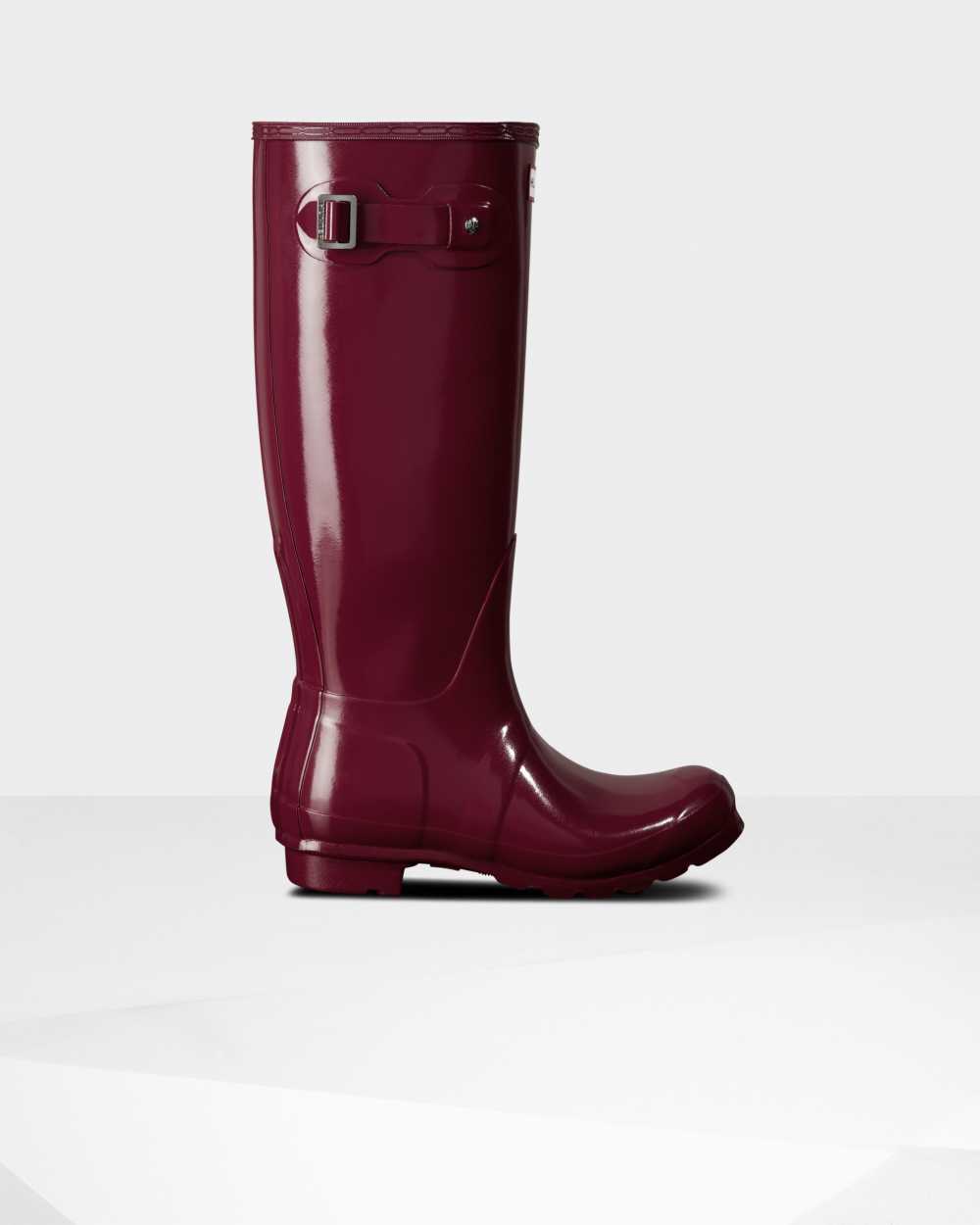 Hunter Women's Original Tall Gloss Tall Wellington Boots Red,NPYT16580